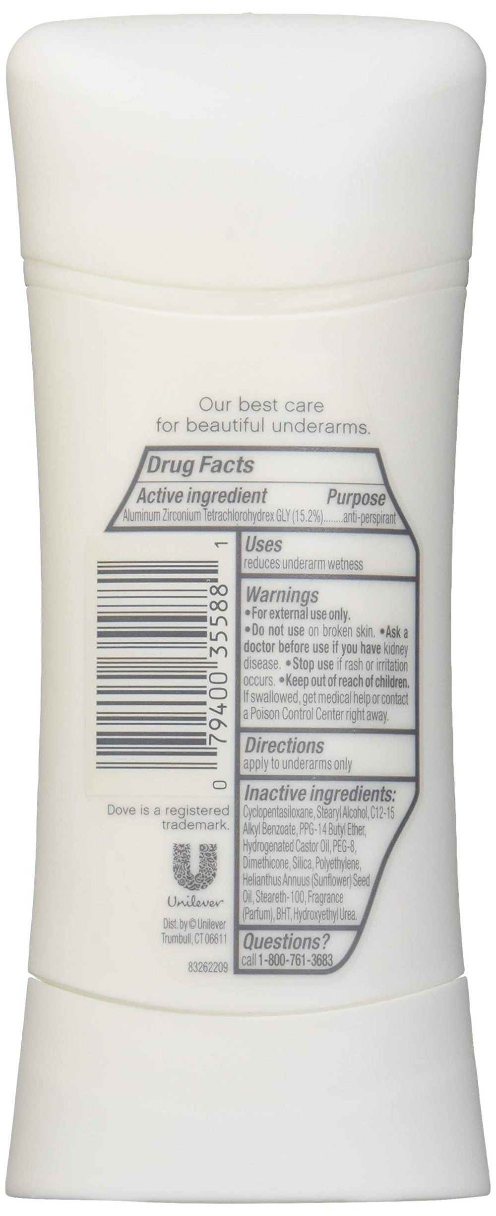 Dove Advanced Care sensitive skin packaging shows a 12-count case for households.