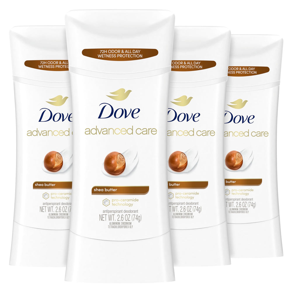 Dove Advanced Care Shea Butter Stick being applied for smooth underarm protection