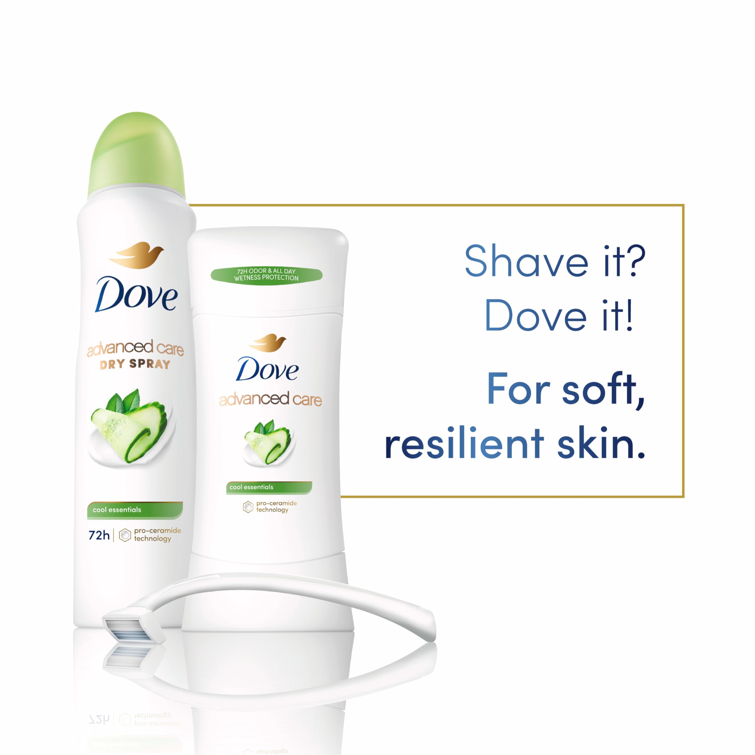 Dove Advanced Care vegan and alcohol-free formula badge