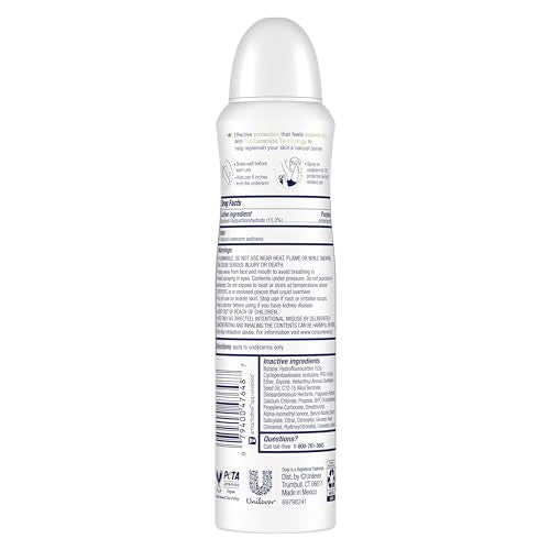 Dove Advanced Care Waterlily Sakura spray dispense demonstrates long-lasting protection.