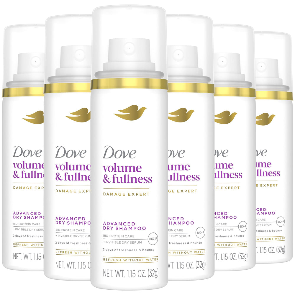 Dove Advanced Dry Shampoo travel-size 6-pack refreshes hair between washes with volume