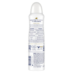 Dove aluminum-free deodorant spray underarm care for skin-friendly odor protection.