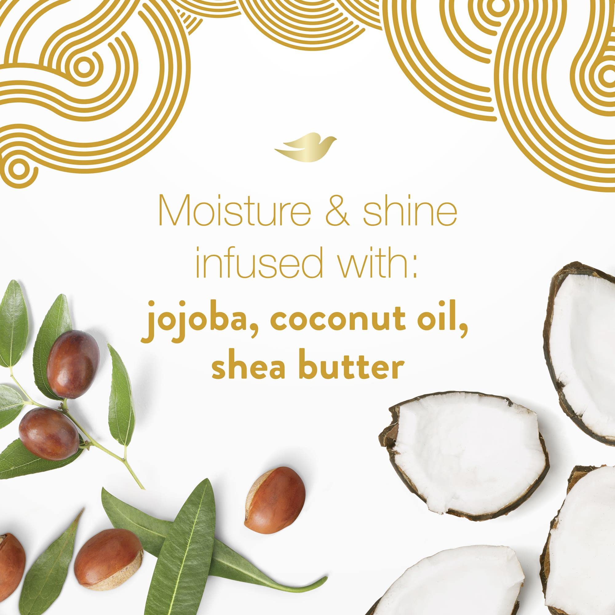 Dove Amplified Textures shaping butter cream model hair with defined curls.