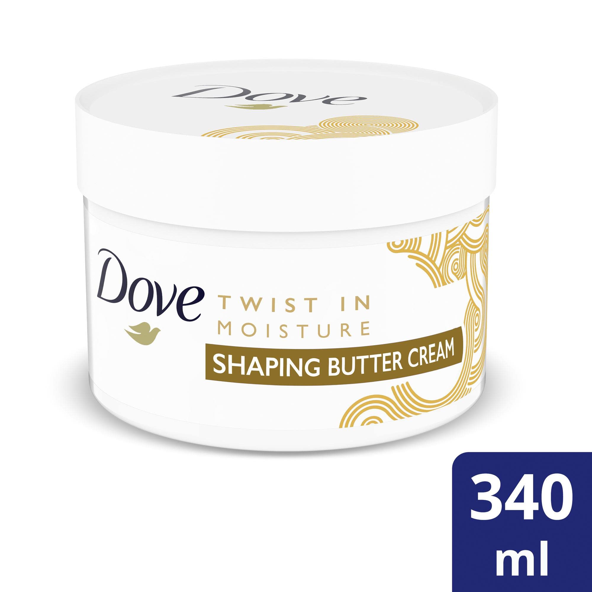 Dove Amplified Textures shaping butter cream on hand shows creamy texture for curling styling.