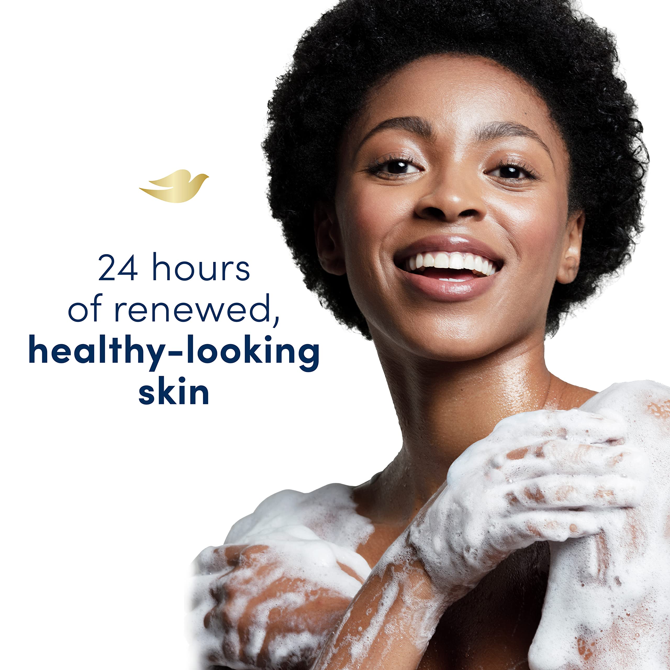 Dove Anti-Stress in shower demonstrating 24HR renewing MicroMoisture for skin comfort