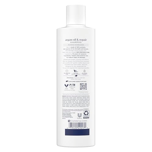Dove Argan Oil & Repair conditioner tub with nourished, smoother hair.