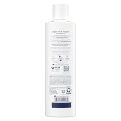 Dove Argan Oil & Repair conditioner tub with nourished, smoother hair.