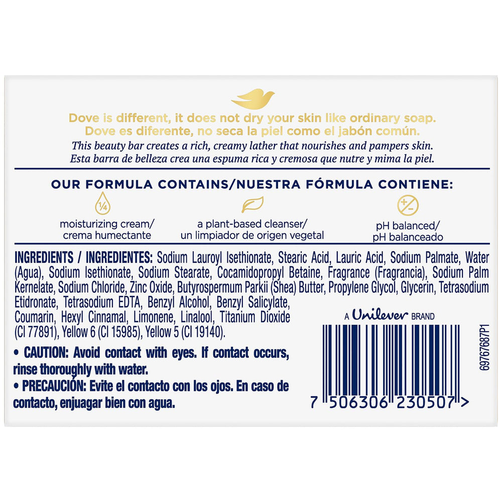 Dove beauty bar lather close-up shows rich foam for body, face, and hands.