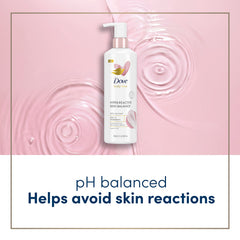 Dove Body Love ingredients list close-up highlights minimal, skin-friendly formula.
