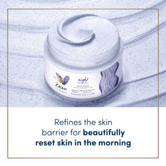 Dove Night Recovery polish jar in shower demonstrates overnight moisture infusion