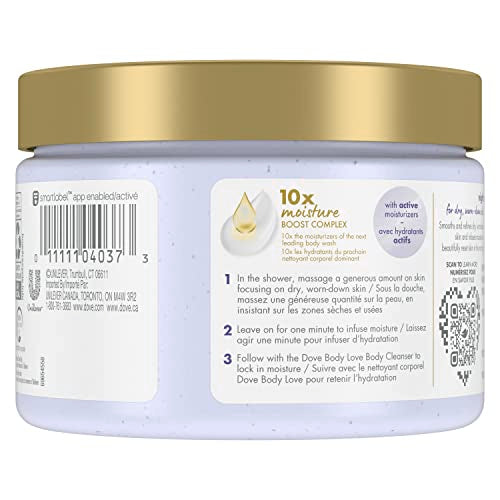 Dove Night Recovery texture close-up highlights gentle exfoliation for smoother skin
