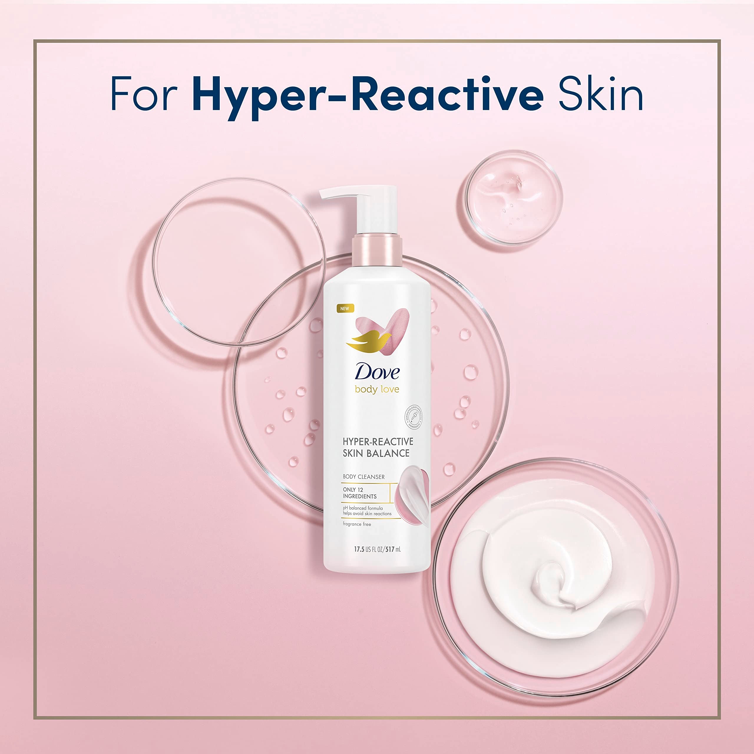 Dove Body Love pump bottle in-hand demonstrates convenient dispensing.