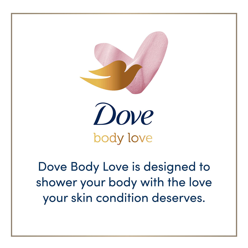 Dove Body Love recycled plastic packaging highlights eco-friendly bottles.