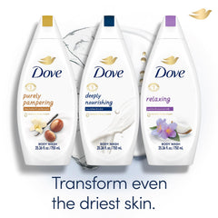 Dove Jasmine Flower bottle label highlights calming fragrance and skin nourishment.
