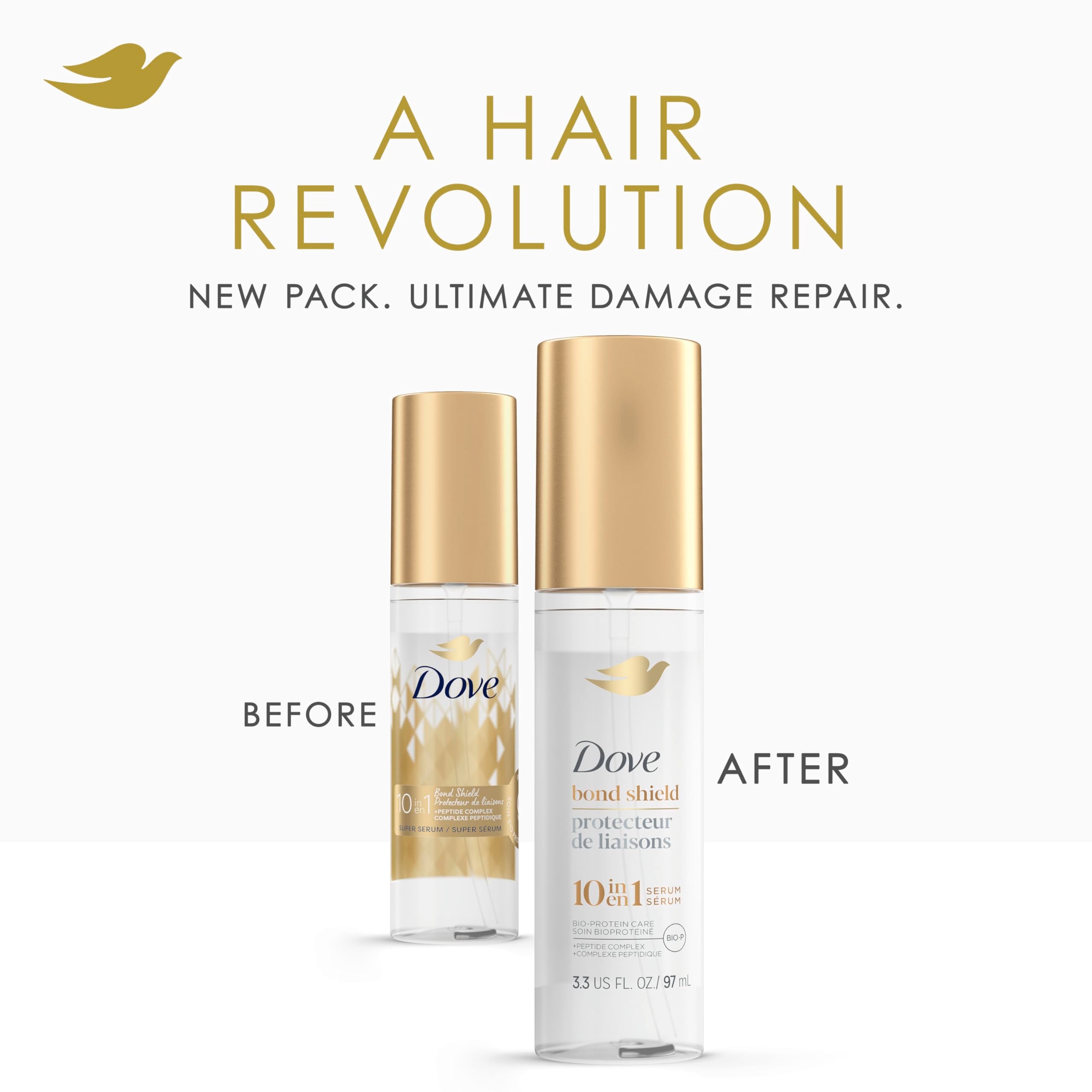 Dove Bond Strength Serum damp hair application demonstrates best absorption and bond-aware benefits.