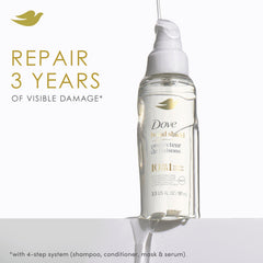 Dove Bond Strength Serum ends application targets mid-lengths to tips with precision.