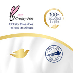Dove bottle being filled with water to activate the moisturizing wash.