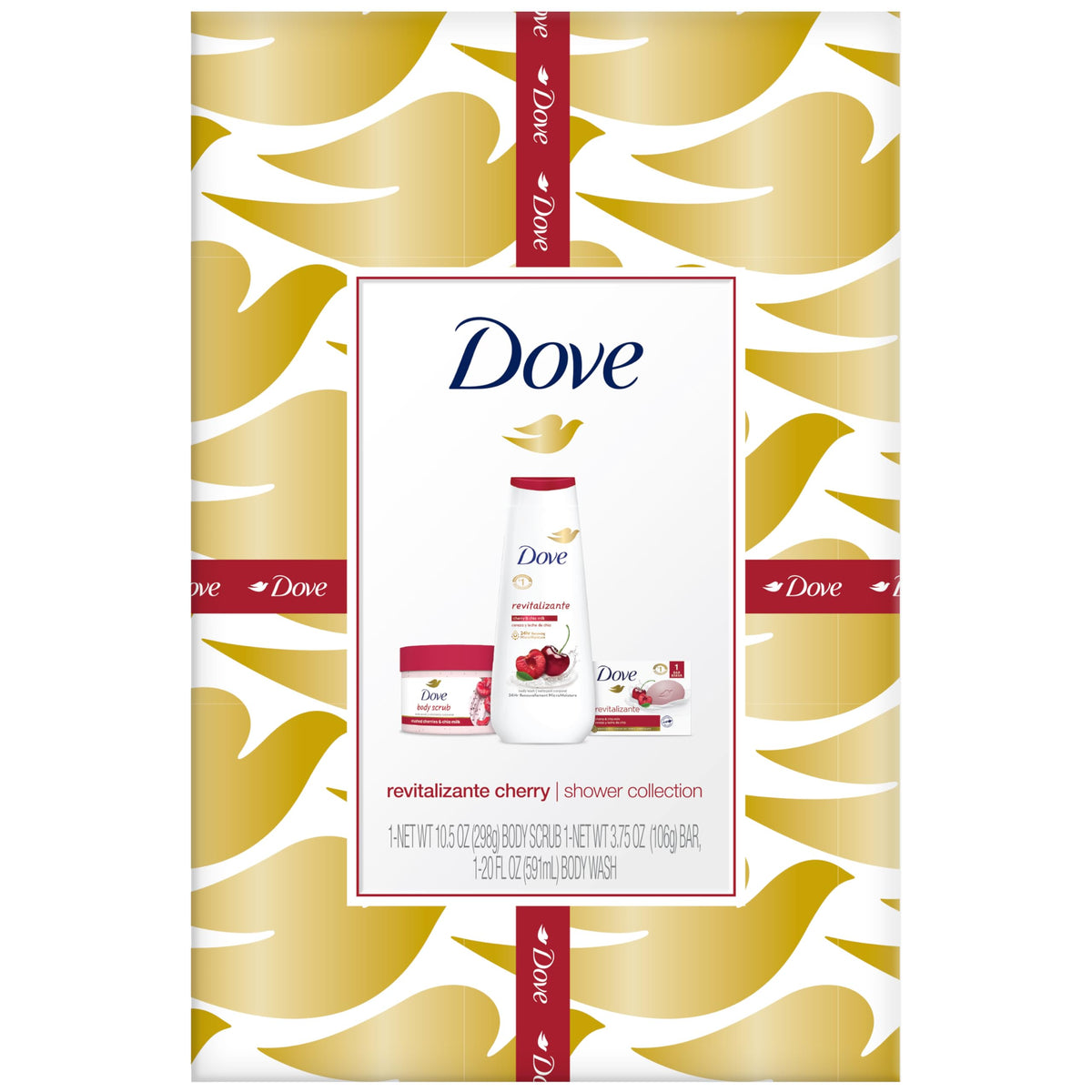 Dove Cherry Chia Milk Body Wash bottle provides 24-hour hydration.