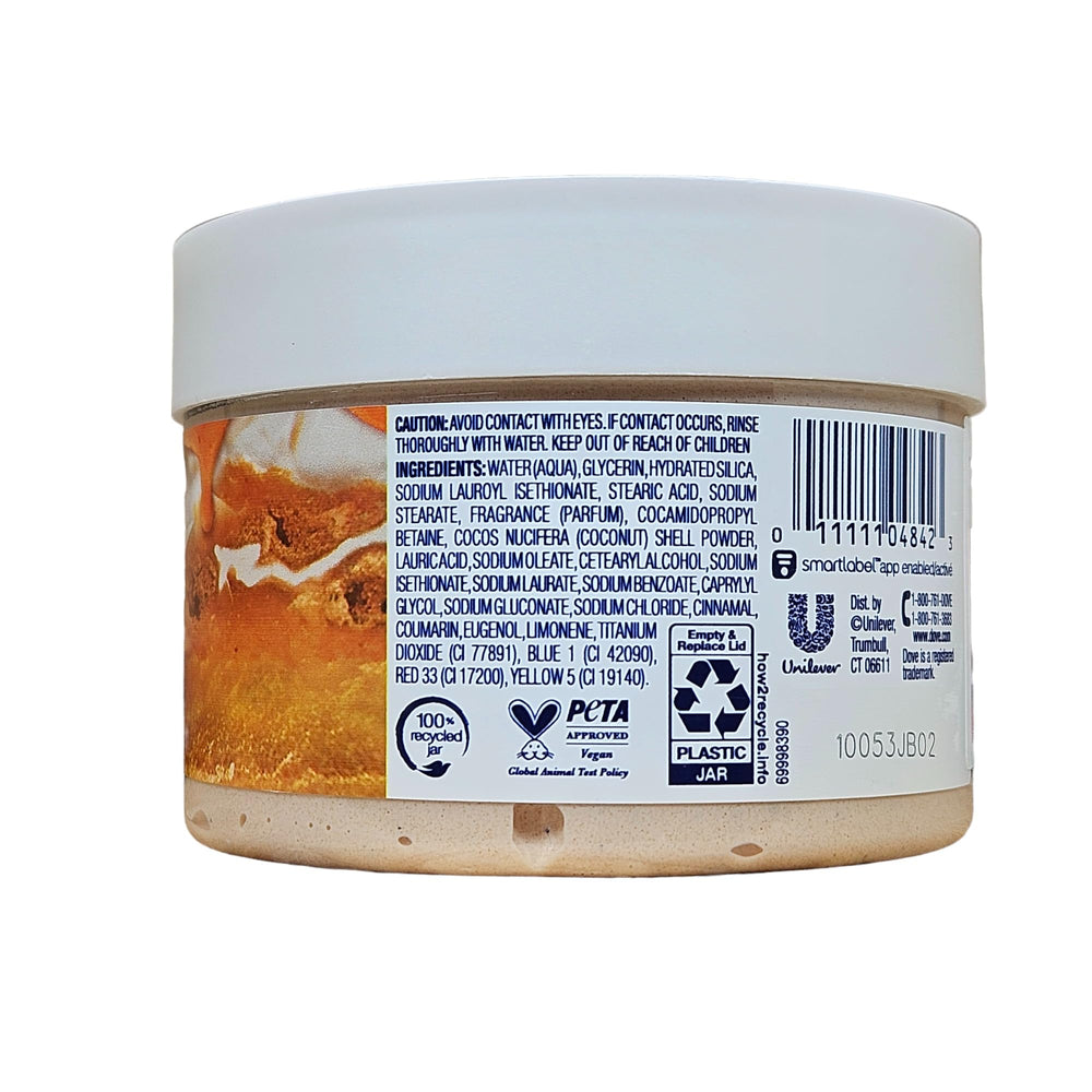 Dove Cinnamon Pumpkin Pie Scrub with holiday scent enhances shower experience and mood