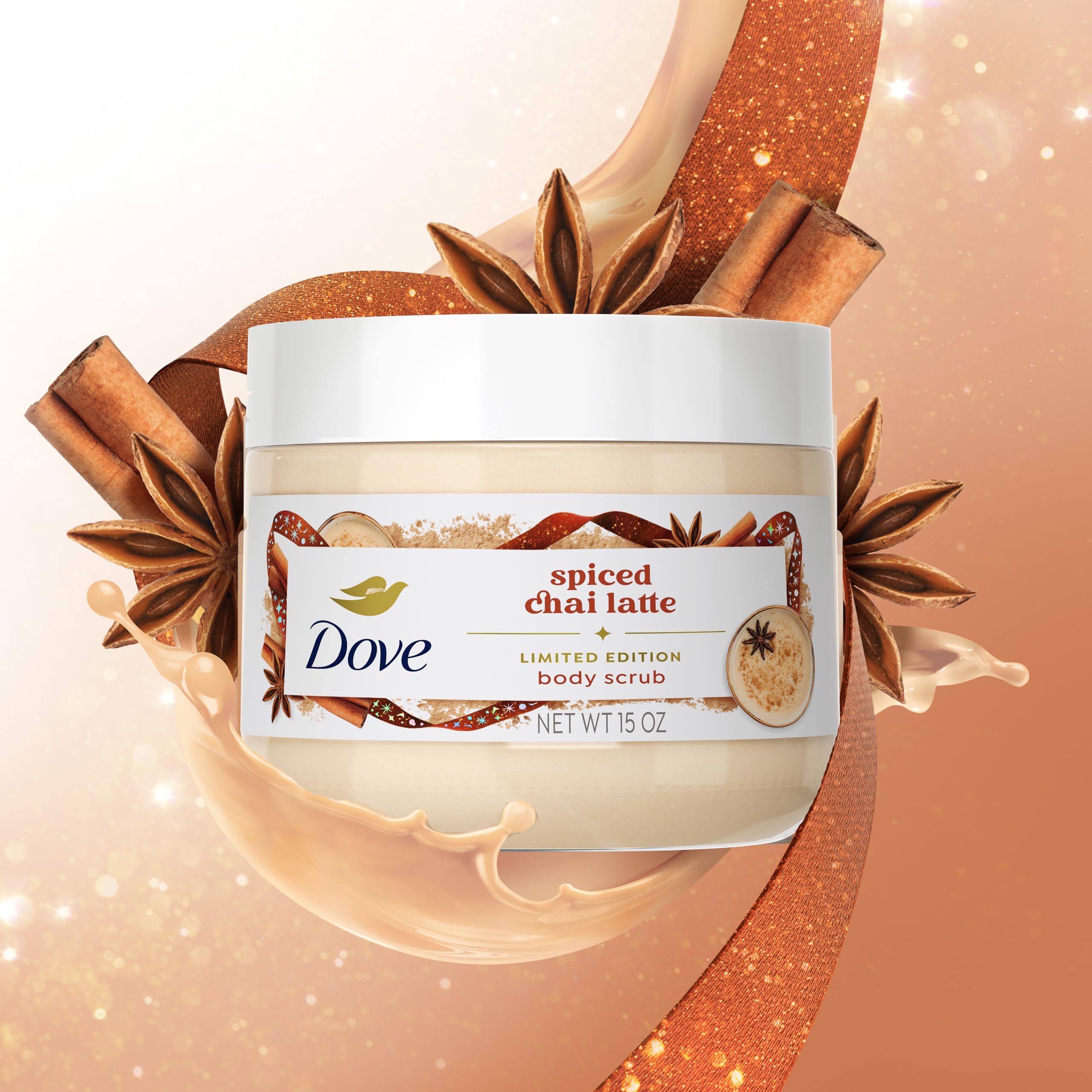 Dove Cinnamon Pumpkin Pie Scrub texture closeup showing exfoliating grains and creaminess