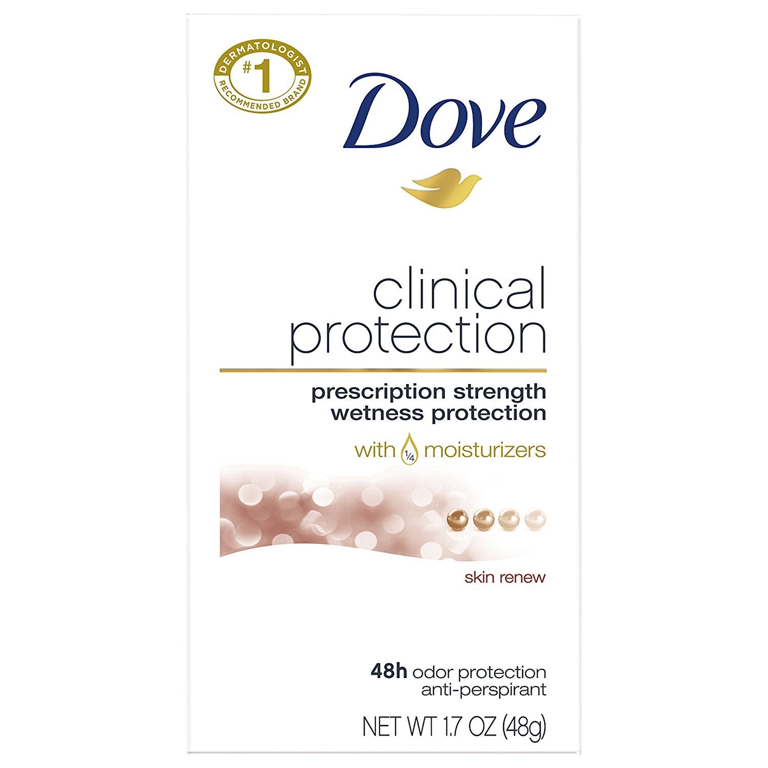 Dove ClearTone Skin Renew deodorant bottle with 1.7 oz size for gentle underarm care