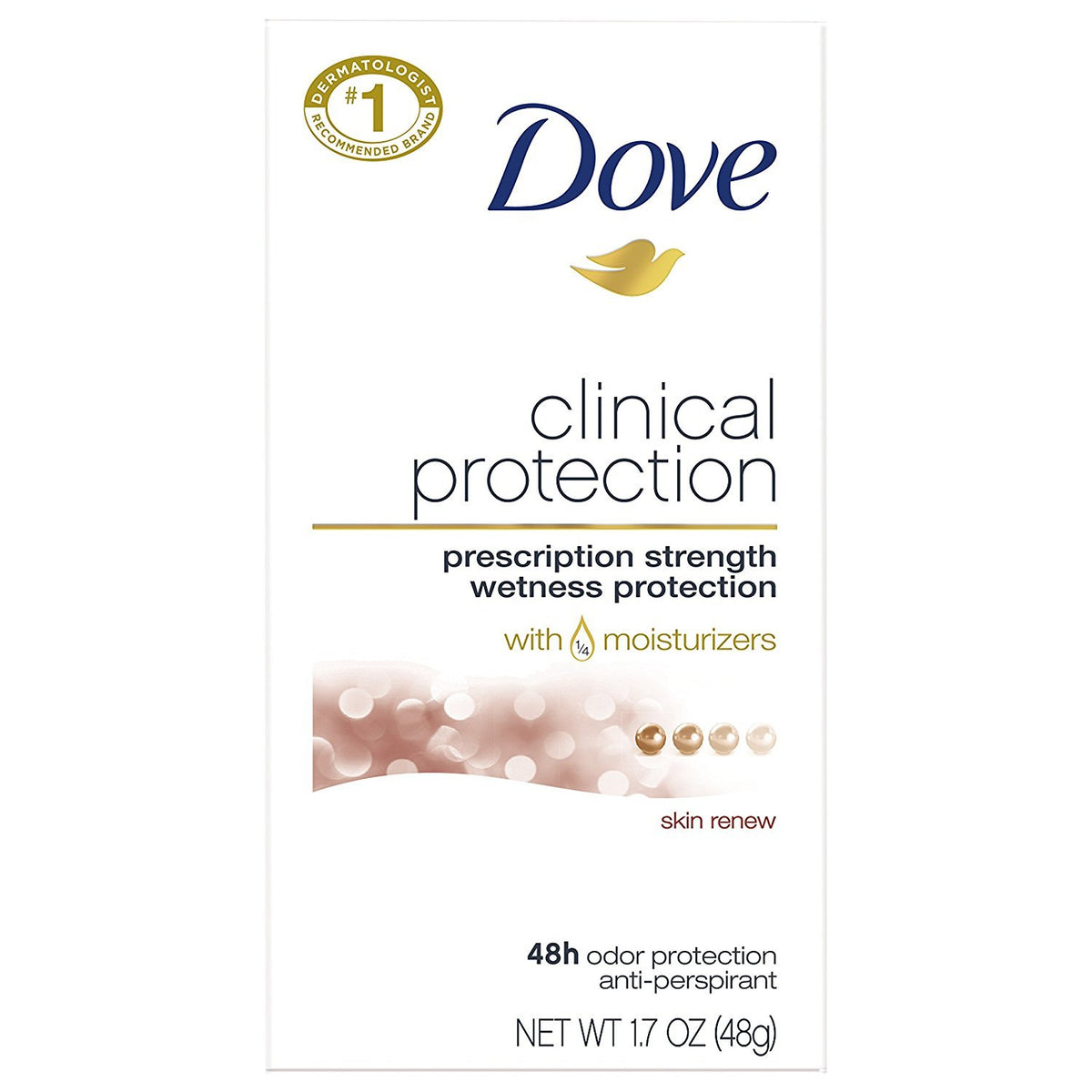 Dove ClearTone Skin Renew deodorant bottle with 1.7 oz size for gentle underarm care