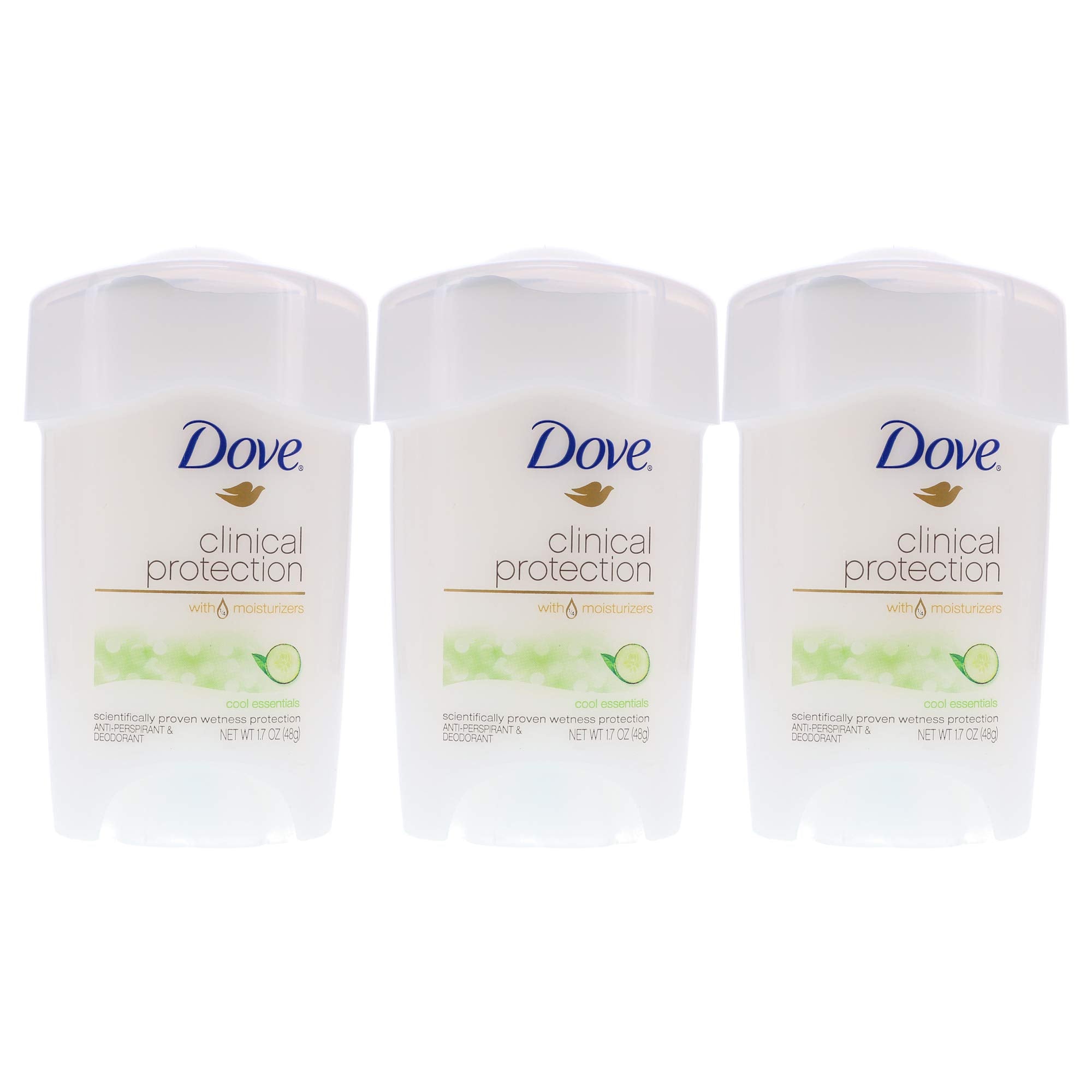 Dove Clinical Protection Cool Essentials packshot for all-day protection and freshness.