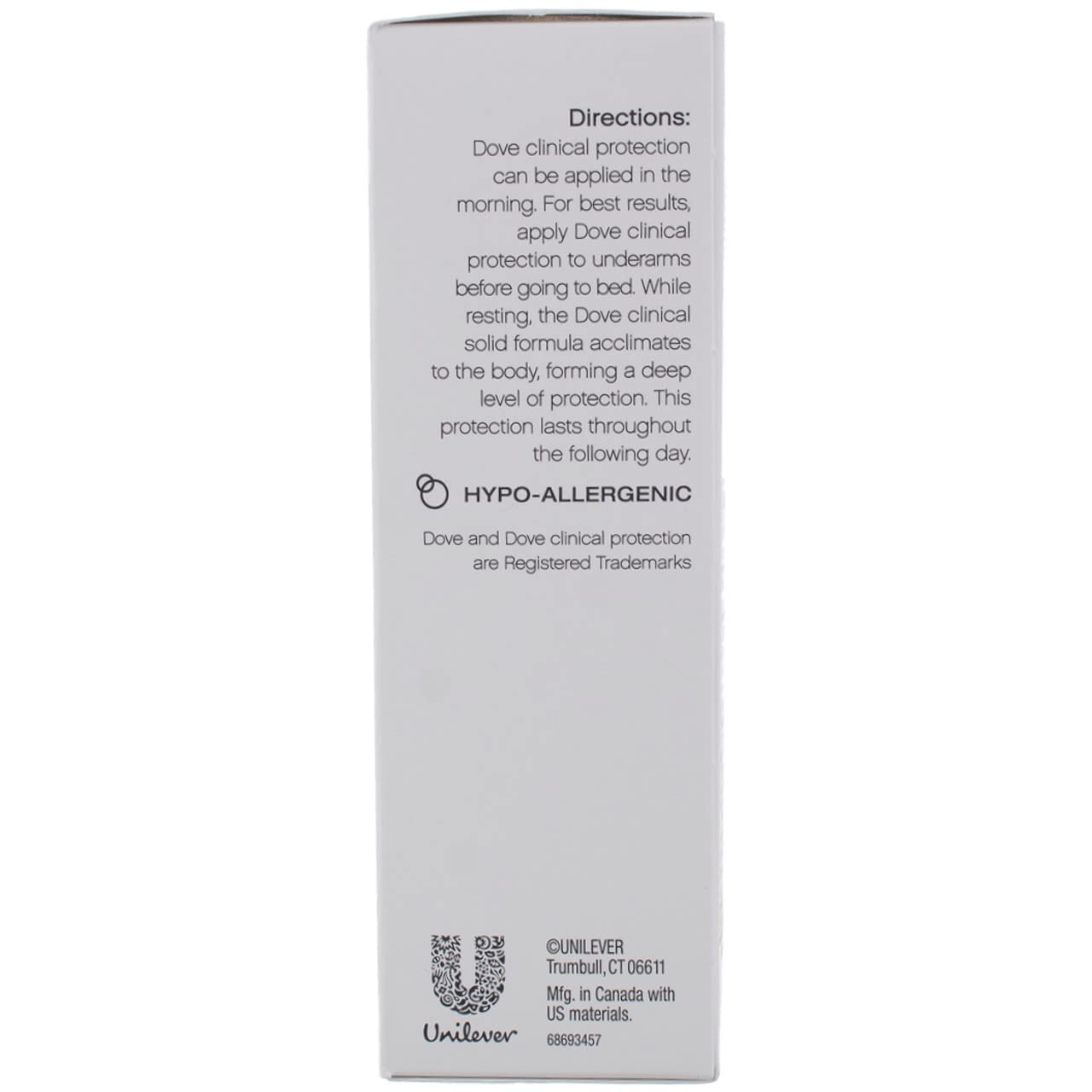 Dove Original Clean deodorant cap close-up showing compact packaging