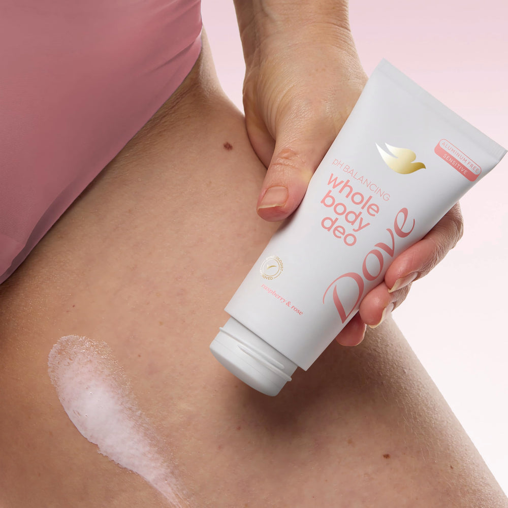 Dove close-up of cream being rubbed into skin