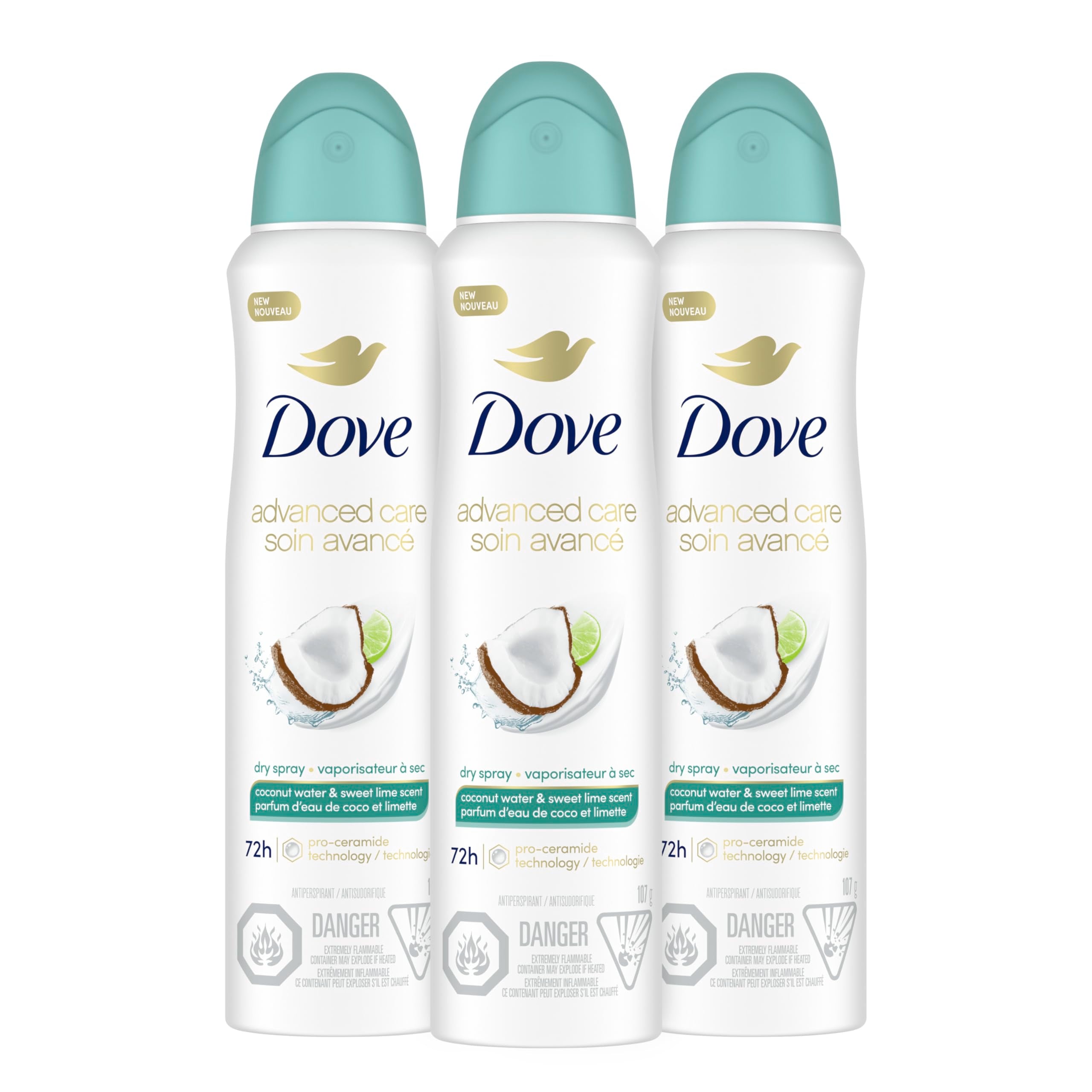 Dove Coconut Water & Lime dry spray bottle for underarm freshness