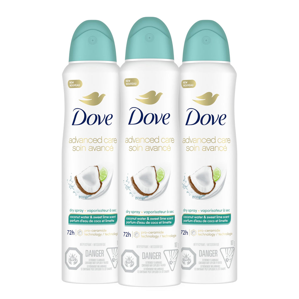 Dove Coconut Water & Lime dry spray bottle for underarm freshness