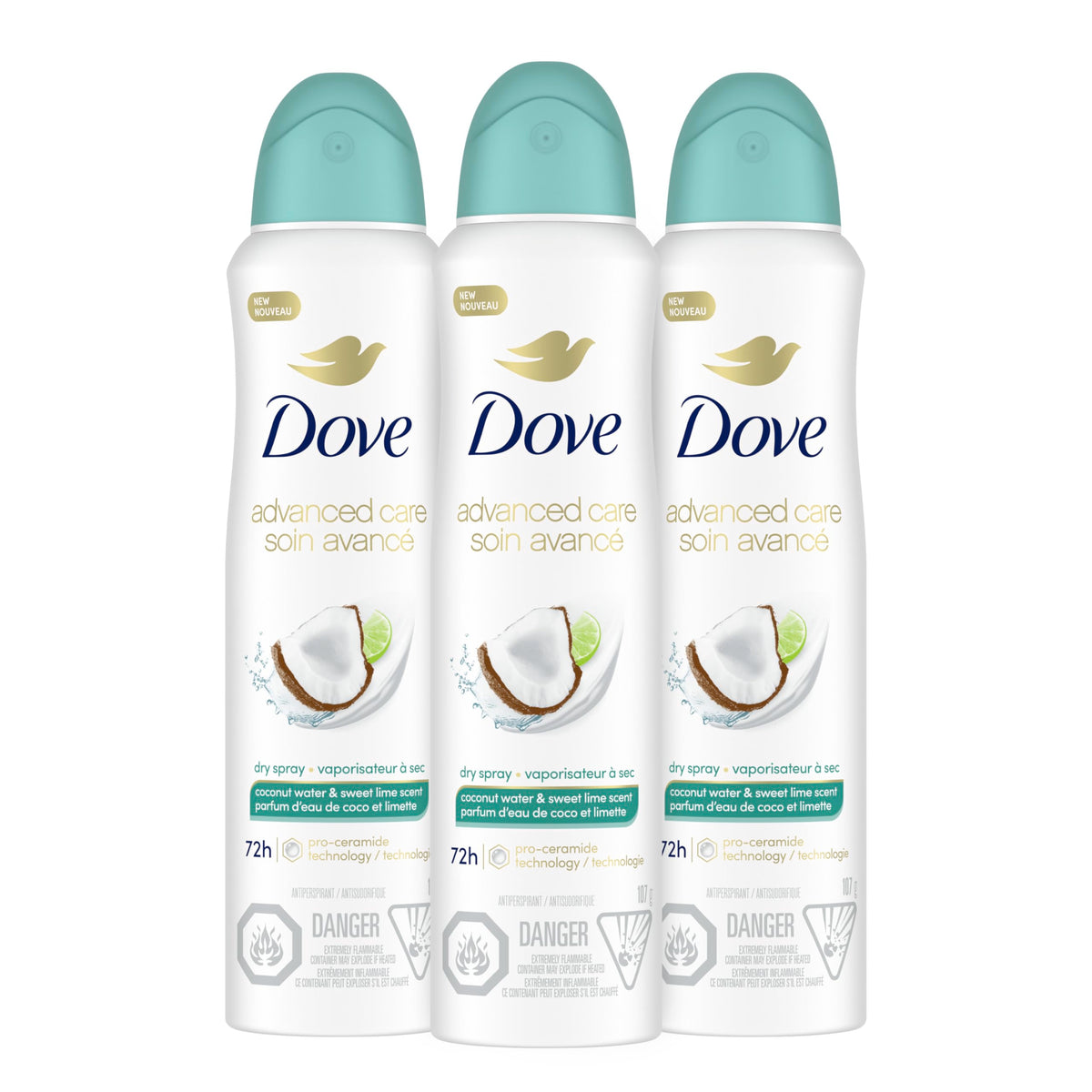 Dove Coconut Water & Lime dry spray bottle for underarm freshness