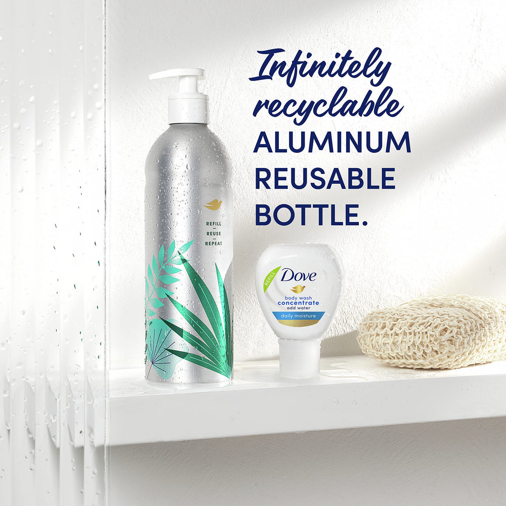 Dove Concentrate refill with label line demonstrates precise water-to-concentrate ratio