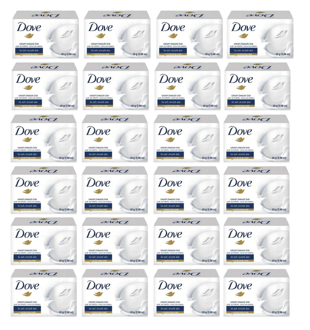 Dove Cream Beauty Bar travel-size pack image: twelve compact bars for on-the-go cleansing.