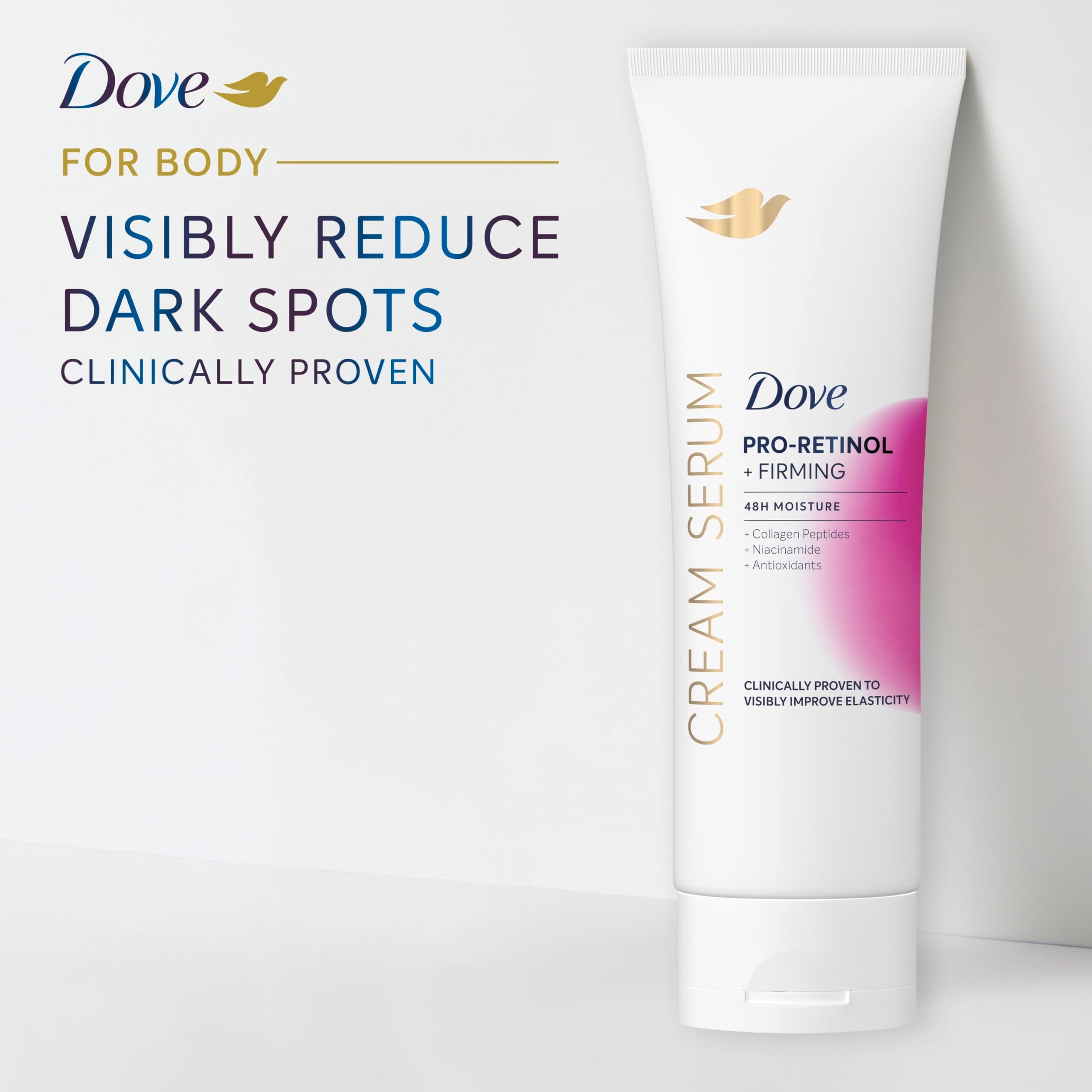 Dove Cream Serum Pro-Retinol firming finish for smoother skin.