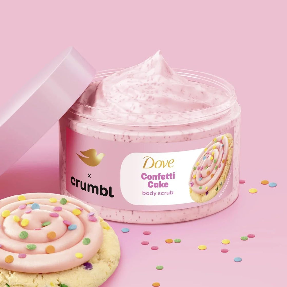 Dove Crumbl Confetti Cake gift set packaging showing three-piece collection