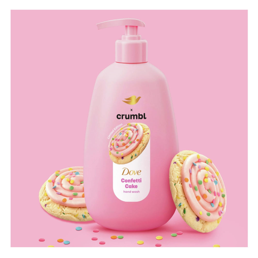 Dove Crumbl Confetti Cake hand wash cleanses gently while preserving moisture