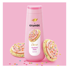 Dove Crumbl Confetti Cake scented foam with pink frosting aroma close-up.