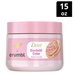 Dove Crumbl Confetti Cake shower gel closeup showcasing creamy lather and scent.