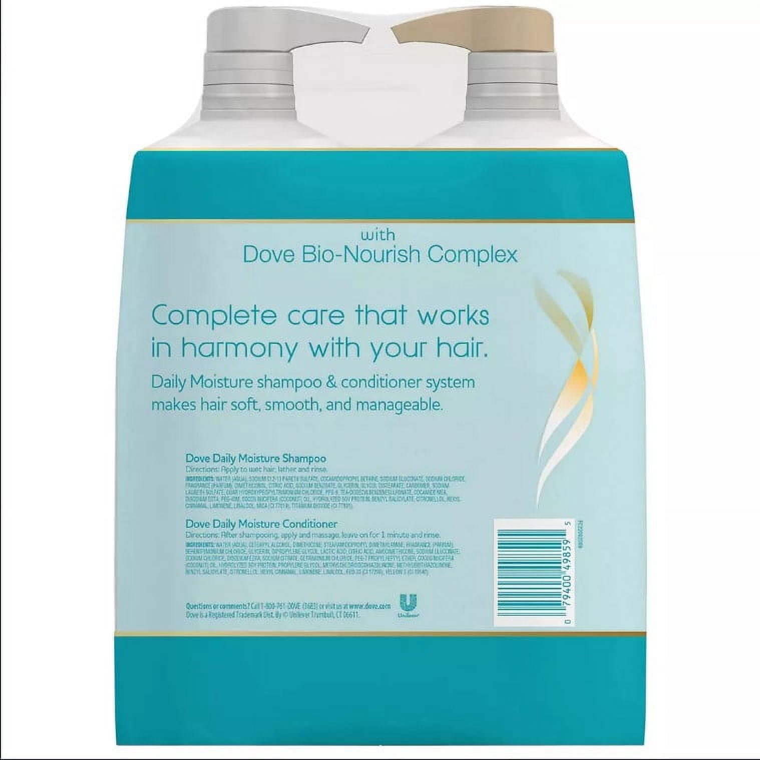 Dove Daily Moisture Conditioner bottle pump facilitates detangling and softness
