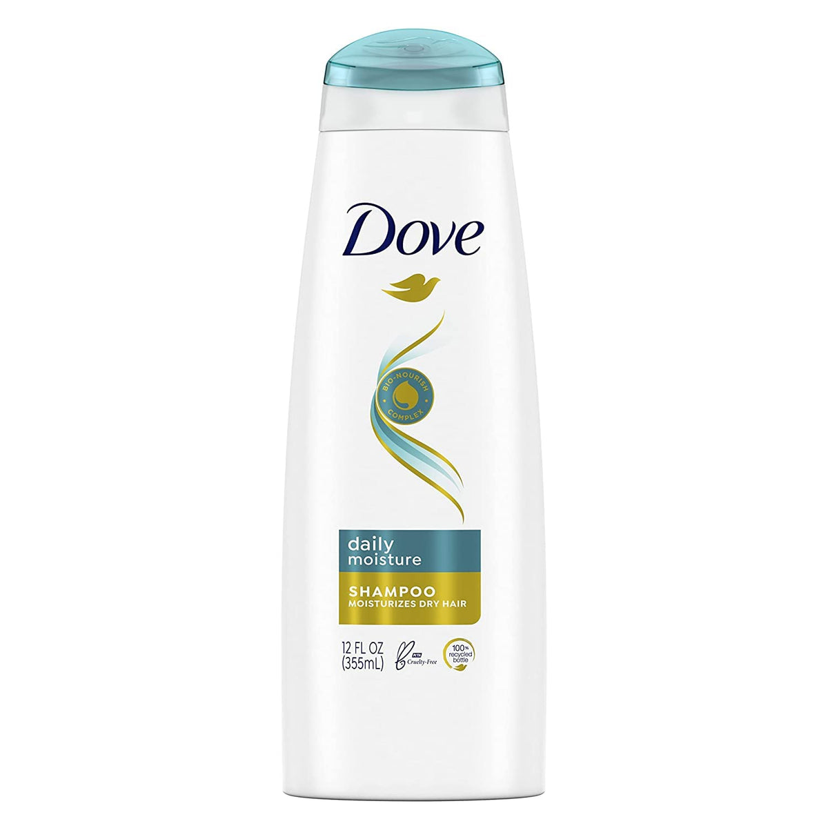 Dove Daily Moisture Shampoo bottle shows the nourishing Pro-Moisture Complex for soft hair.
