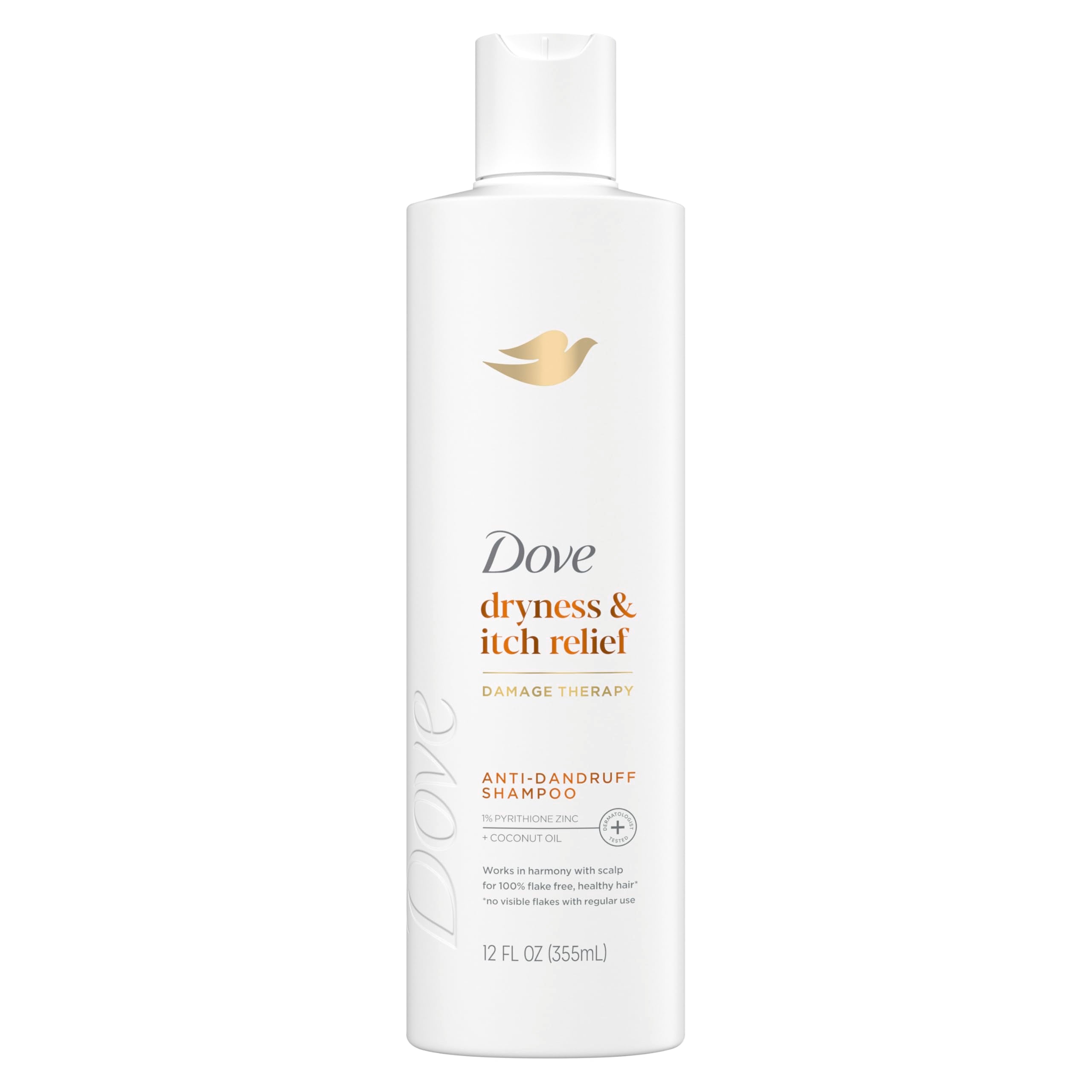 Dove Damage Therapy Derma Shampoo bottle promoting gentle cleansing for dry, flaky scalps.