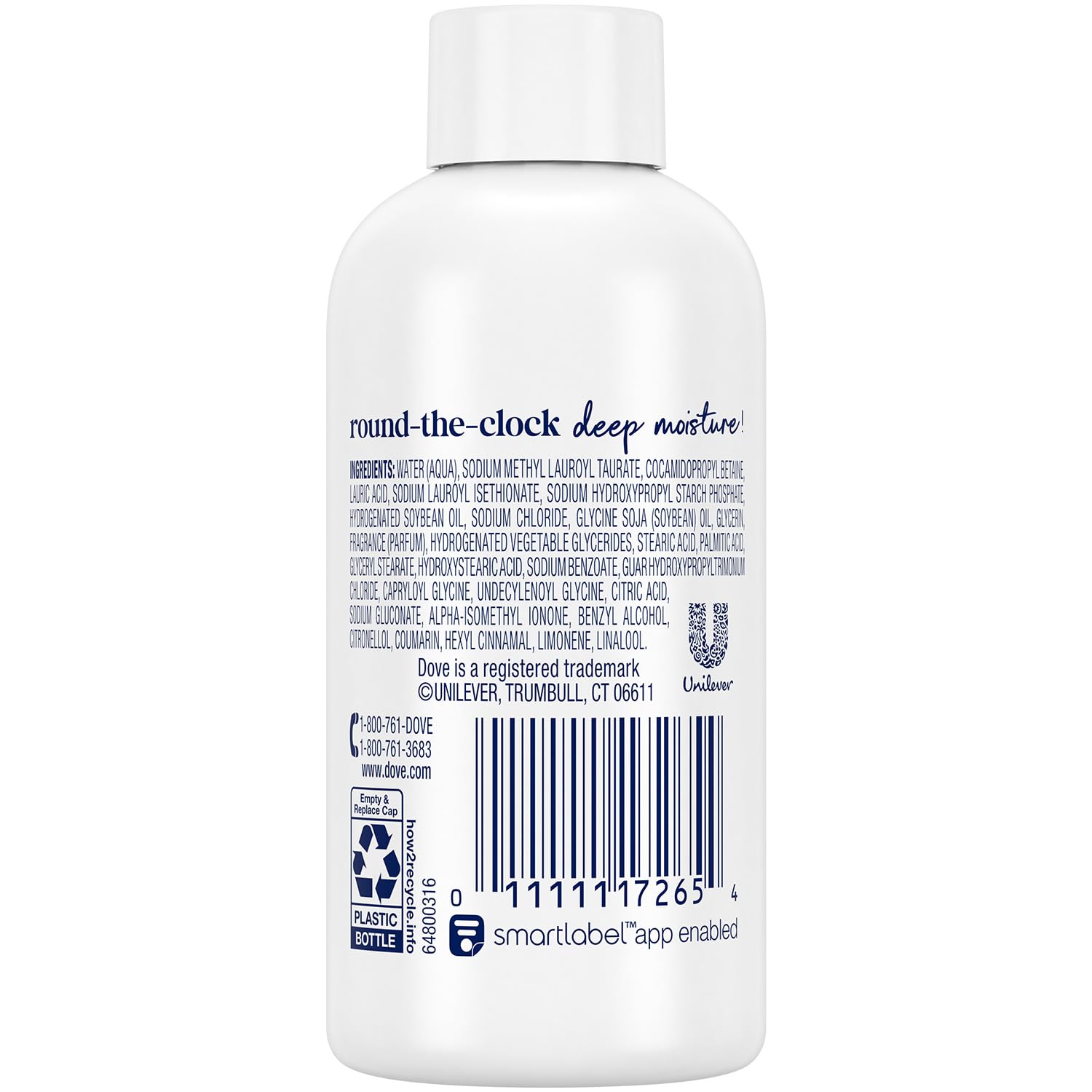 Dove Deep Moisture bottle cap close-up showing secure travel seal