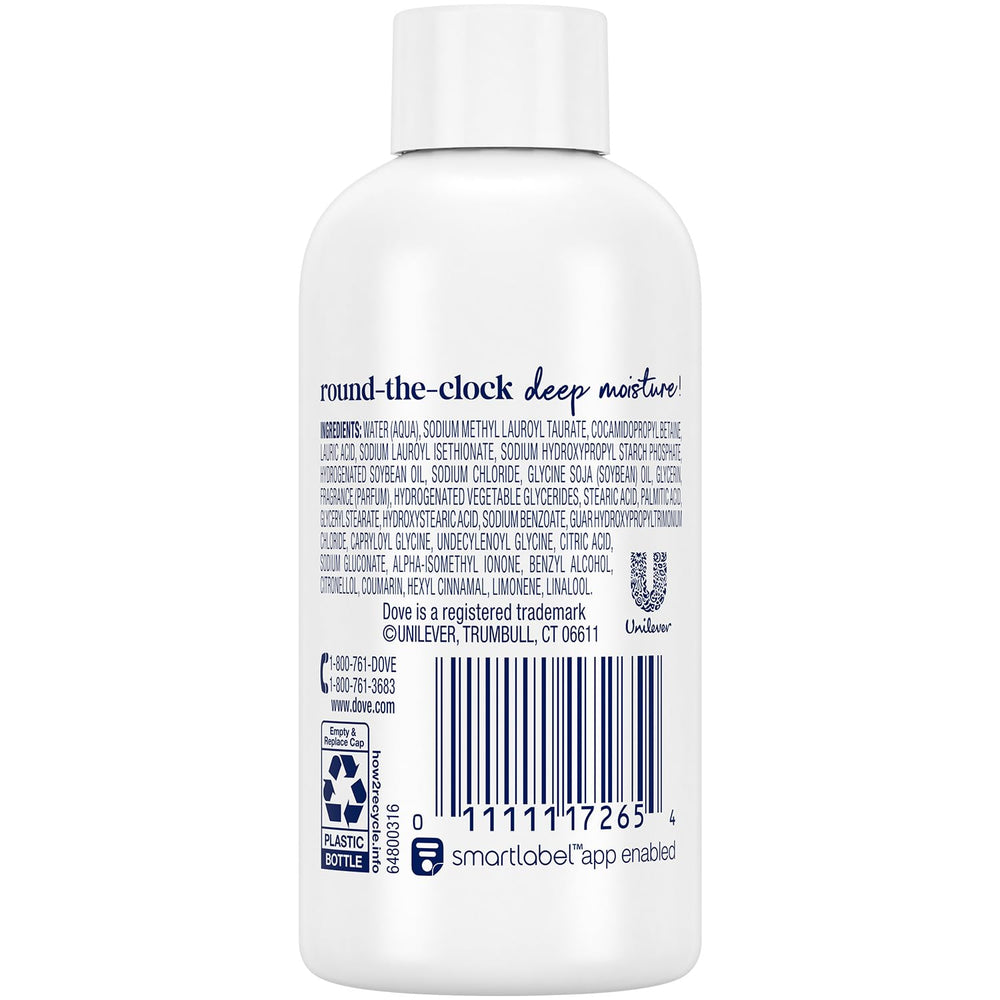 Dove Deep Moisture bottle cap close-up showing secure travel seal