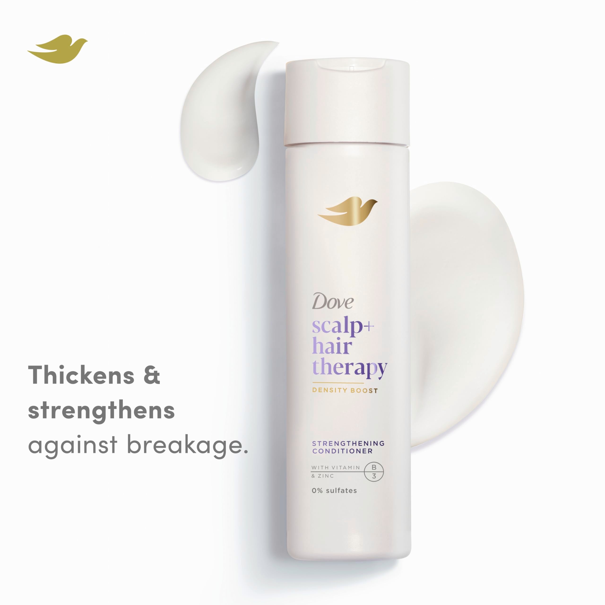 Dove Density Boost conditioner applied to hair and scalp for gentle strengthening.