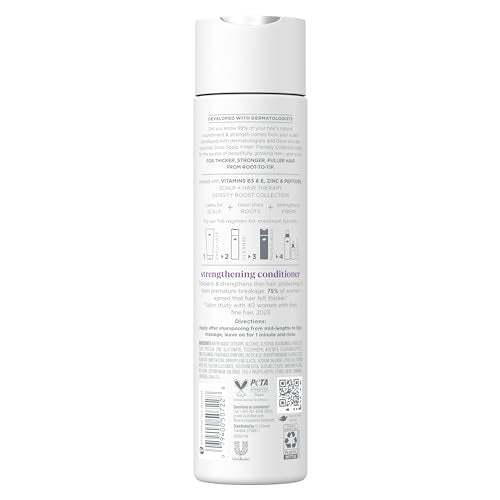Dove Density Boost conditioner pump closeup for easy, mess-free application.