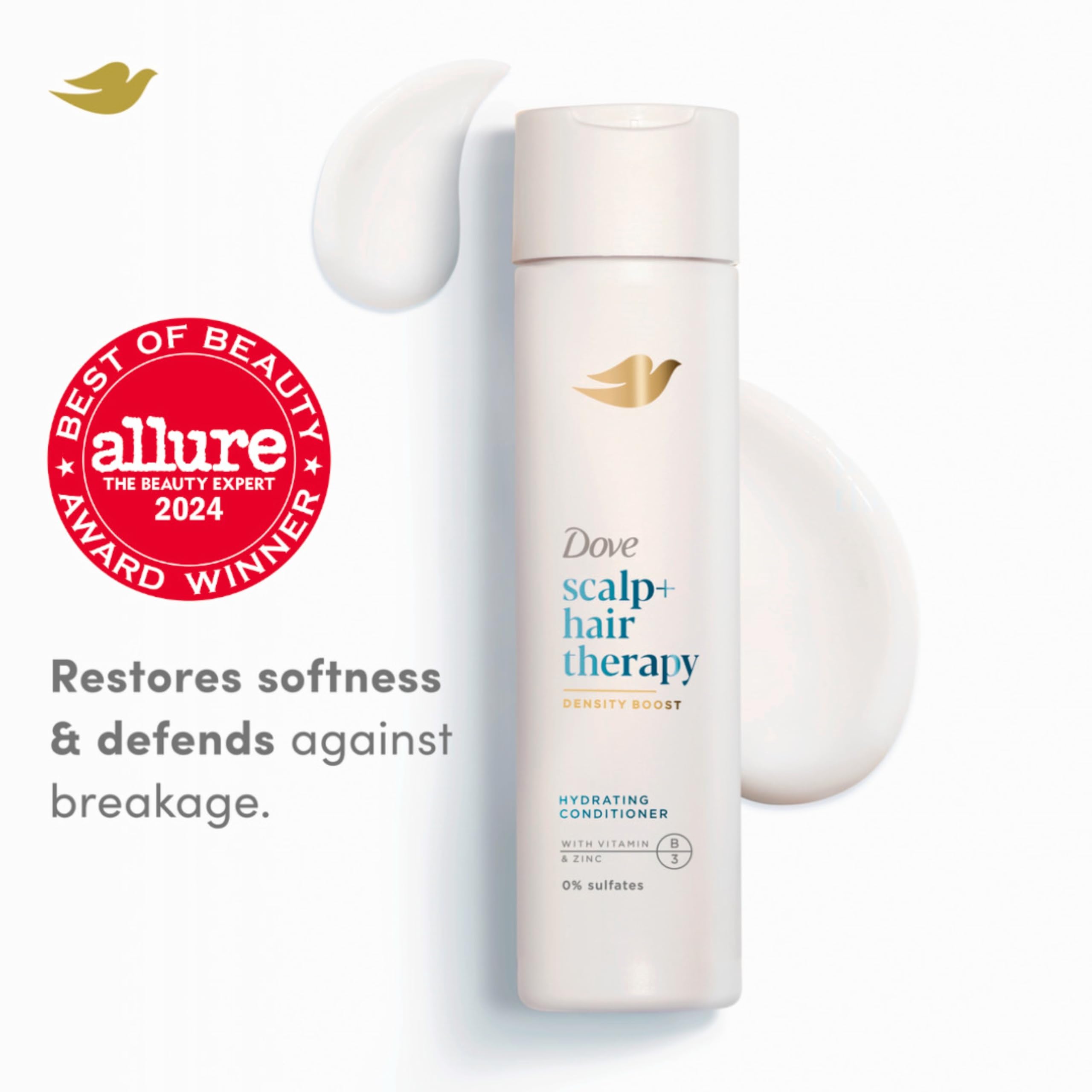 Dove Density Boost damp hair application demonstrates practical use on scalp therapy.