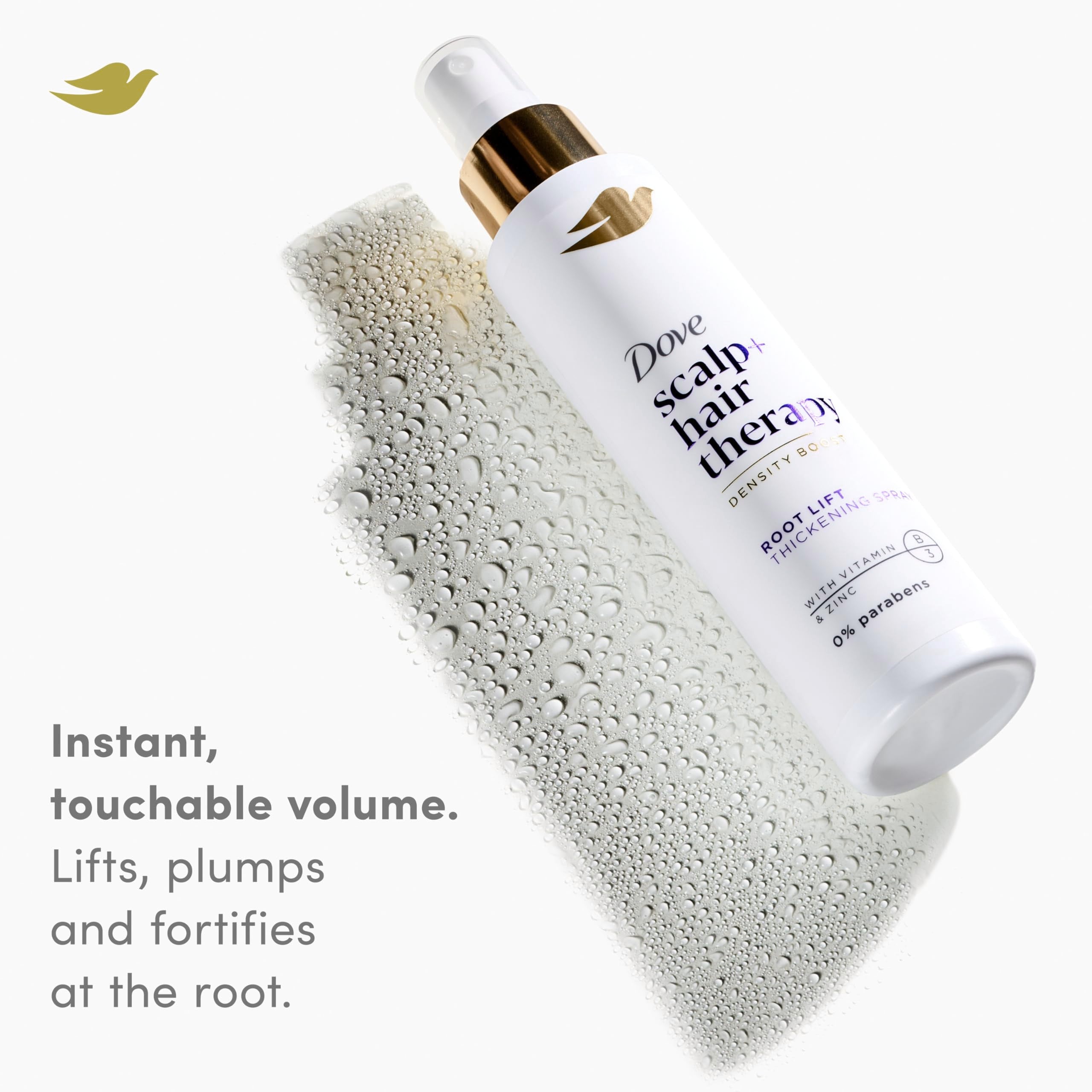 Dove Density Boost Root Lift before-and-after image showing added volume.