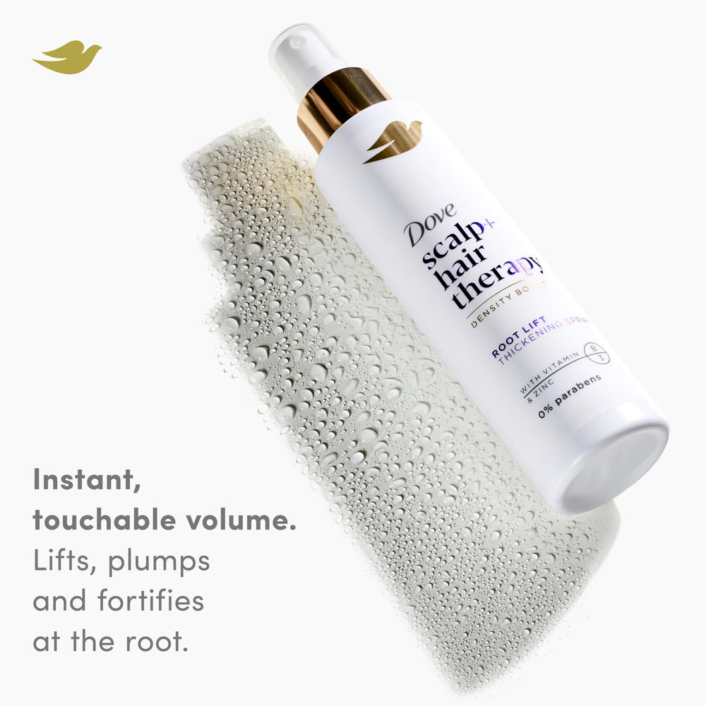 Dove Density Boost Root Lift before-and-after image showing added volume.