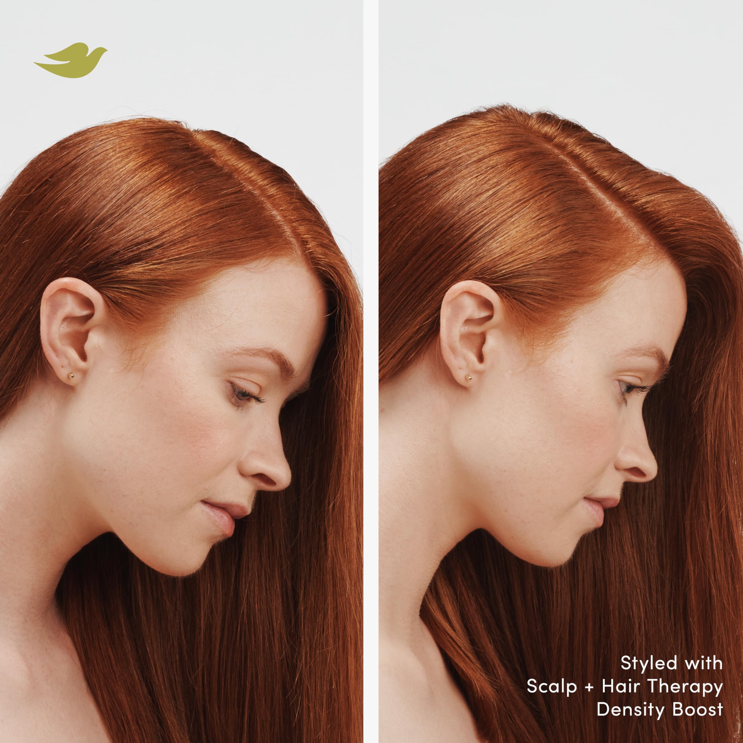 Dove Density Boost Shampoo in a shower scene with fresh white surroundings.